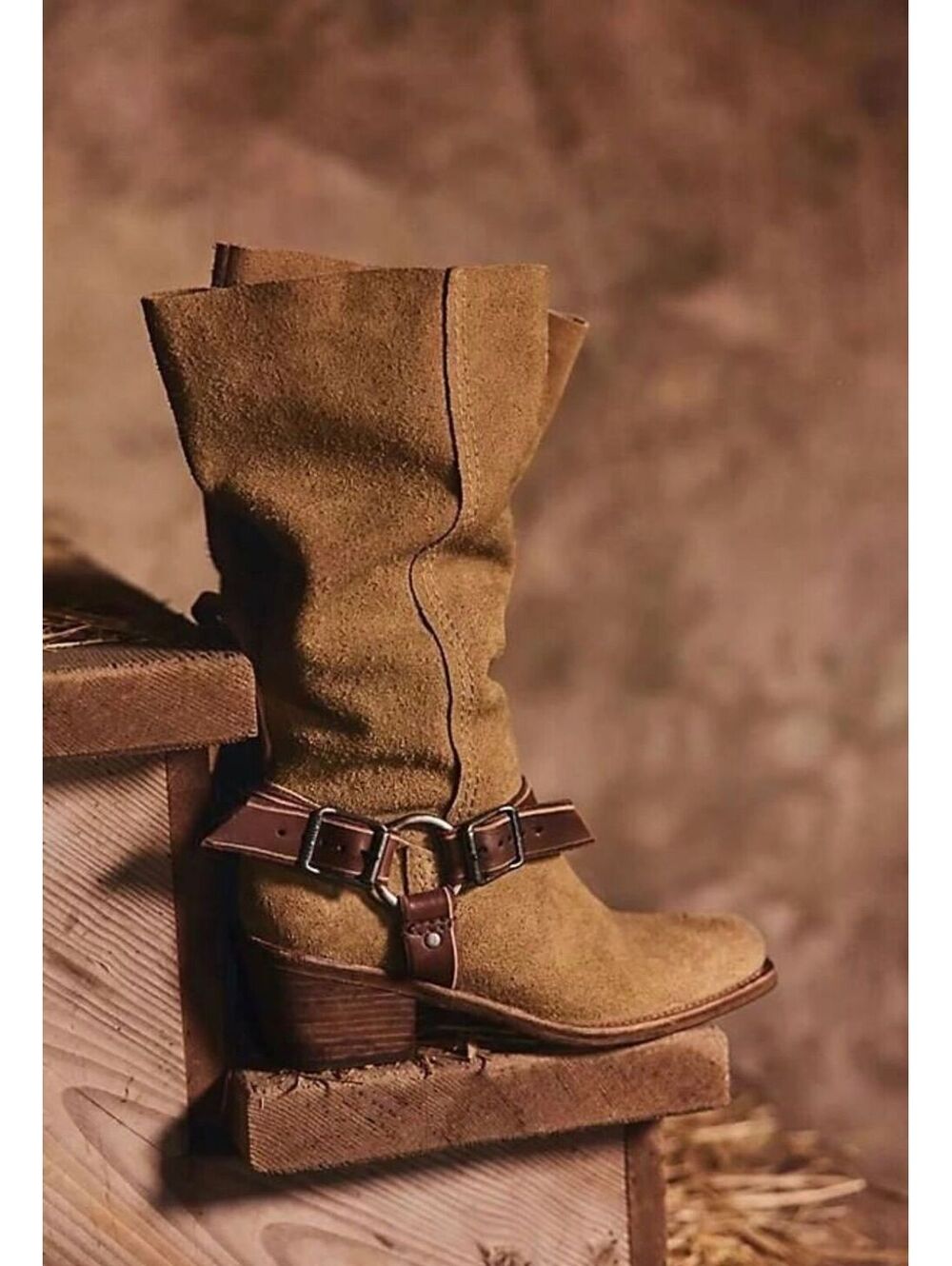Free People Denver Double Buckle Boots Sold out color sand solare suede